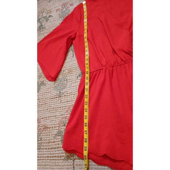 Umgee Red Scallop Wrap Romper Bell Sleeve‎ Elastic Waist Boho Chic Size Small - Picture 15 of 15